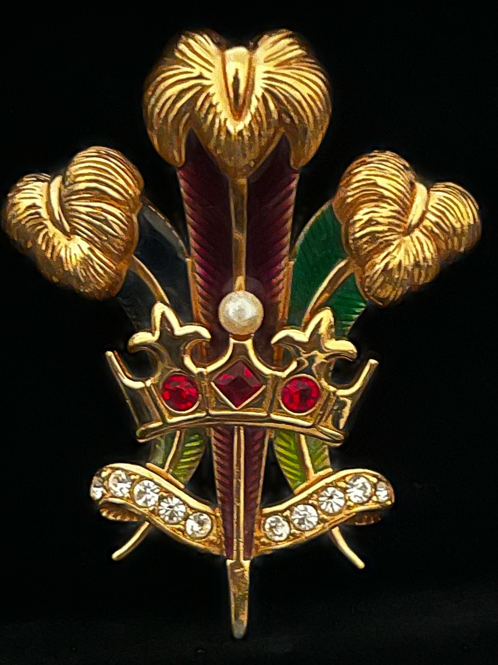 SIGNED SWAROVSKI PRINCE OF WALES FEATHER~PLUMES PIN~BROOCH RARE RETIRED ARCHIVE
